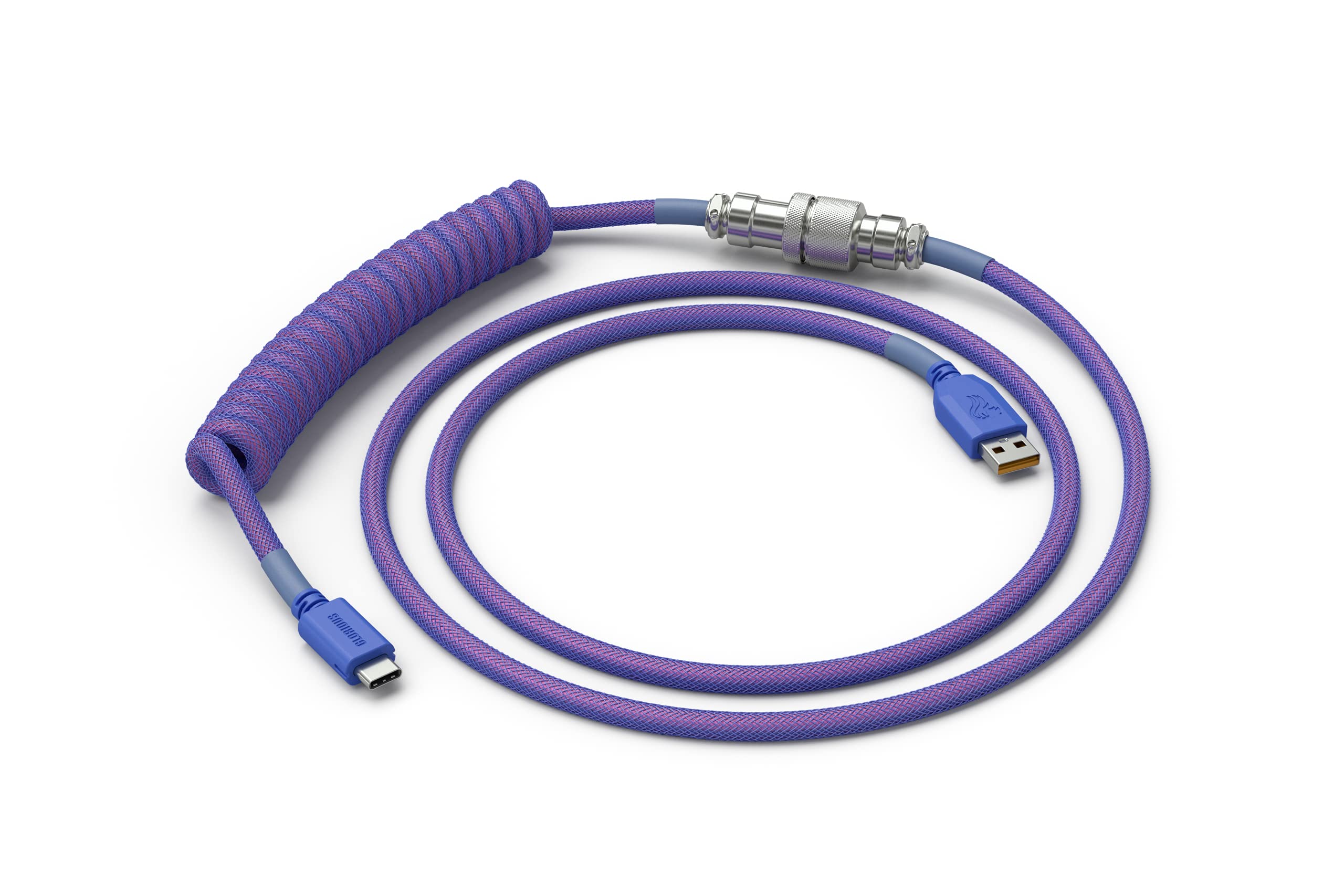 GLORIOUS Coiled Keyboard Cable – Coiled USB C Cable Artisan Braided Cables for Mechanical Gaming Keyboard Coiled Cable - Custom Keyboard Cable (Nebula) - Image 5