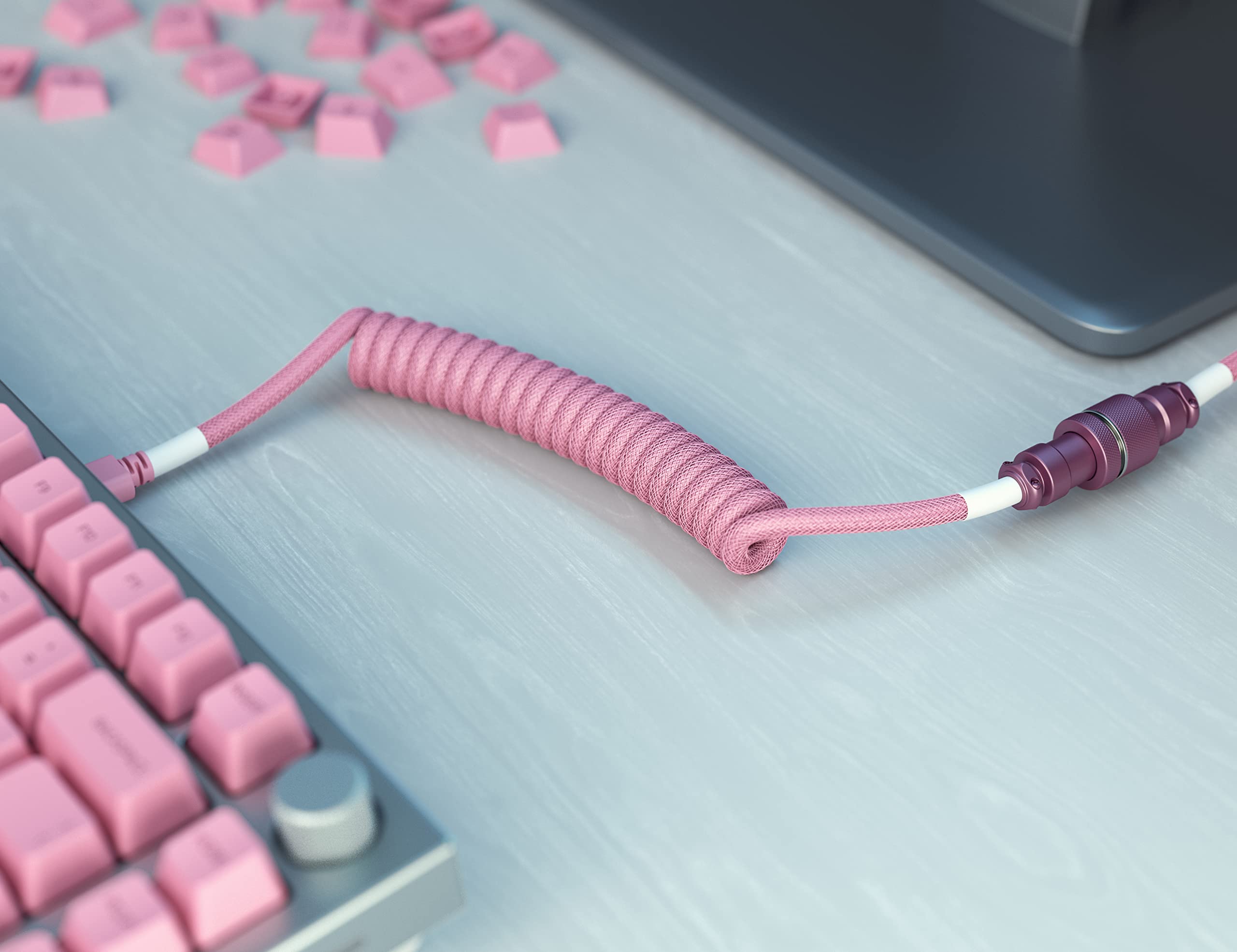GLORIOUS Coiled Keyboard Cable – Coiled USB C Cable Artisan Braided Cables for Mechanical Gaming Keyboard Coiled Cable - Custom Keyboard Cable (Nebula) - Image 6