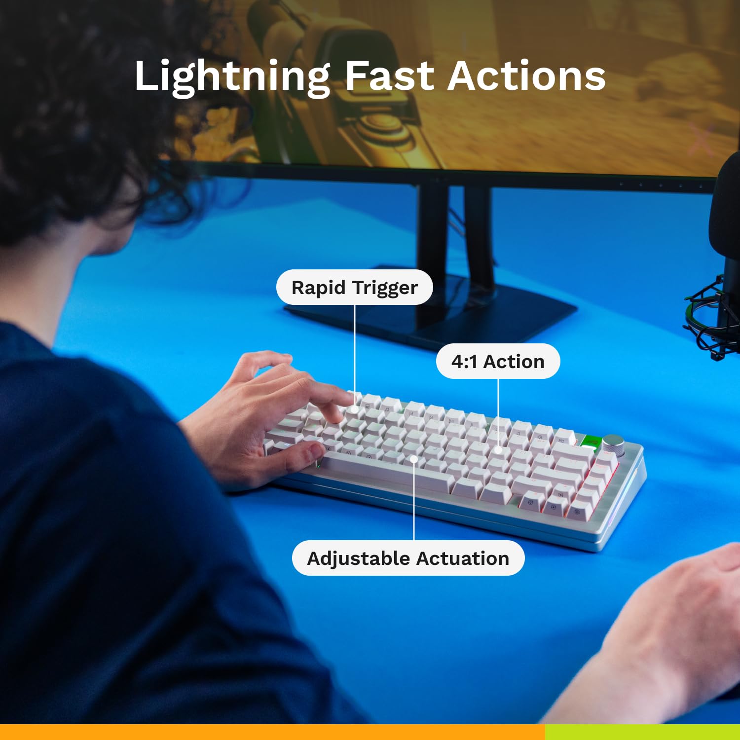 Glorious Gaming - GMMK 3 PRO HE: Wireless Gaming Keyboard Rapid Trigger, Hall Effect, Aluminum Body, 8K Polling Rate, Hotswap MX & Magnetic Switches, Adjustable Actuation, ANSI 75% Tenkeyless (Black) - Image 11